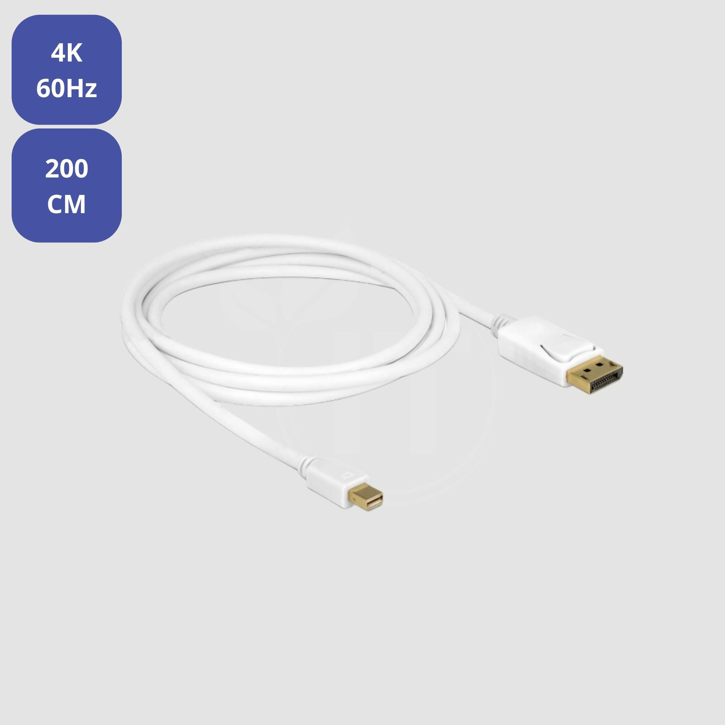 Delock Cable Mini DisplayPort 1.2 male > DisplayPort male 4K 60 Hz 2.0 m